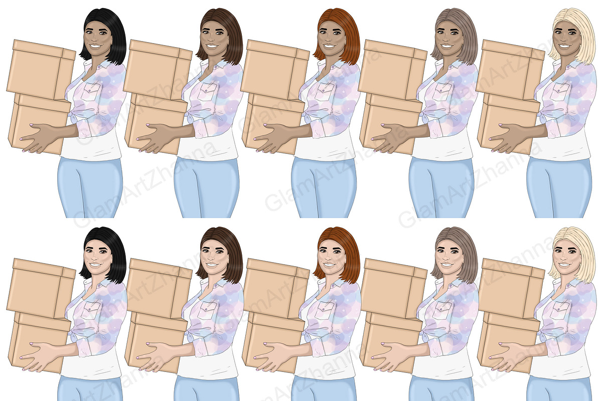 Moving Girls Clipart, a Transportation Illustration by GlamArtZhanna (Photo 3 of 6)