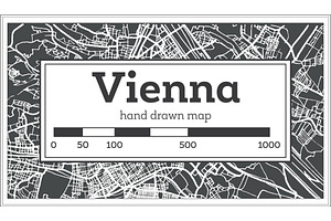 Vienna Austria Map In Retro Style.