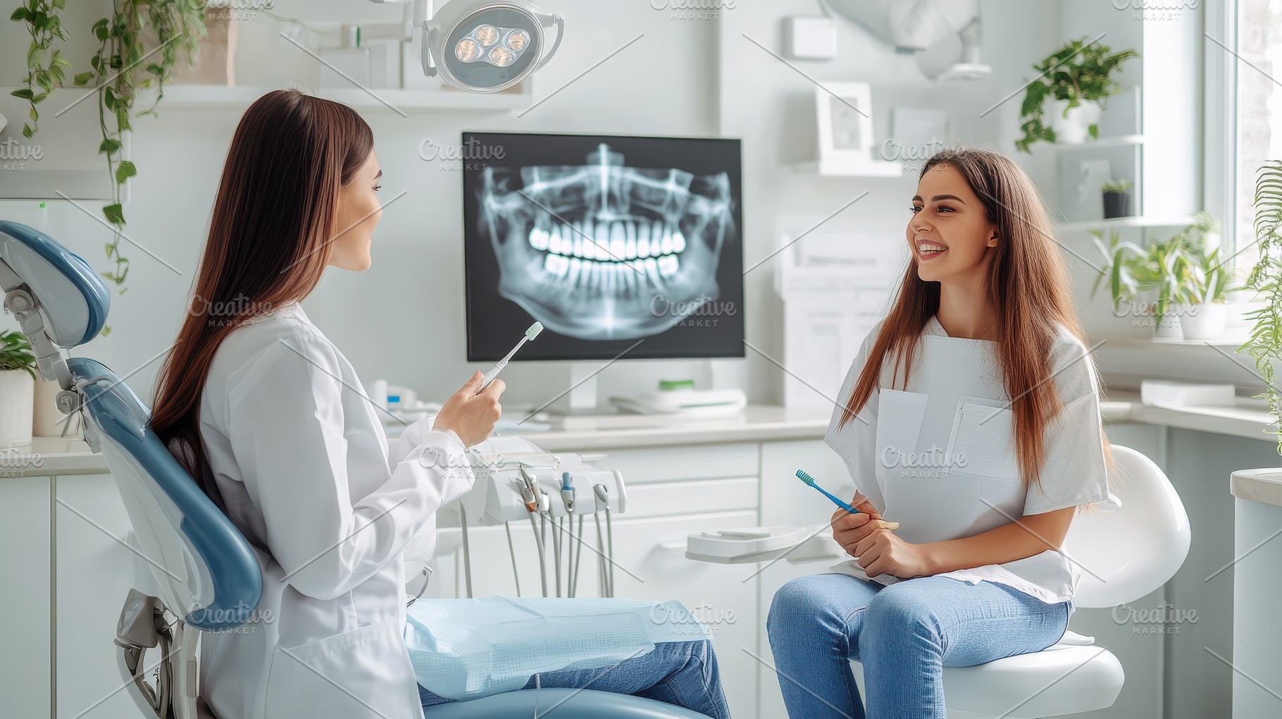 Dentist consulting smiling patient i, a Health & Medical Photo by Pixeness Studio
