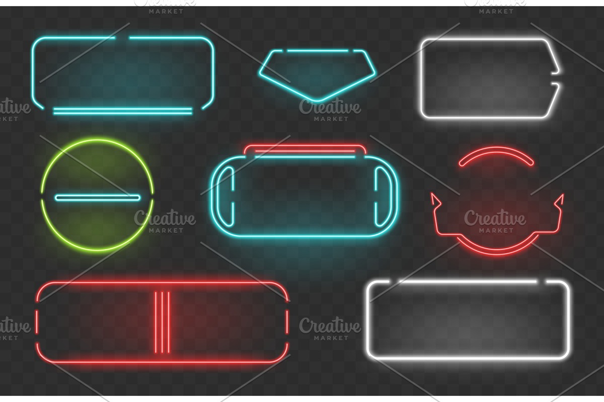Realistic neon frames. Glowing, an Object Illustration by Vectorbuum