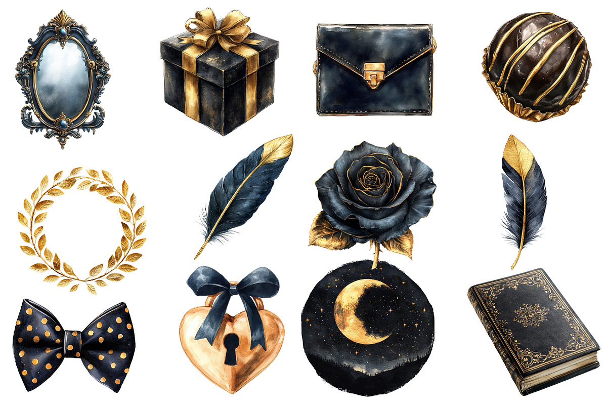 Black & Gold Luxury Clipart, an Illustration by Designworld (Photo 4 of 9)