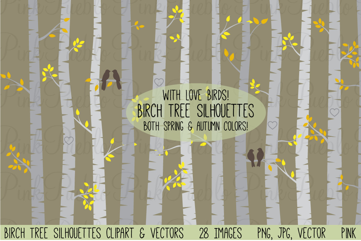 Birch Tree Clipart and Vectors, an Illustration by PinkPueblo