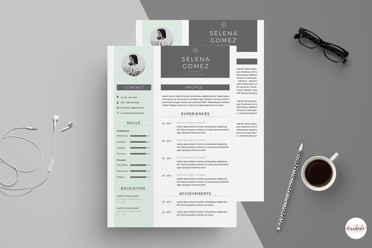 Modern CV Template, a Resume Template by Emaholic Template (Photo 2 of 5)