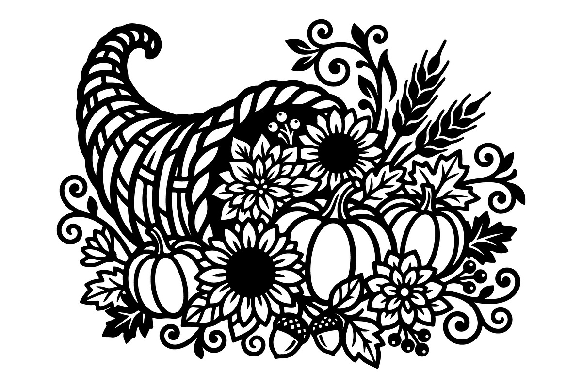 Elegant Floral Pumpkin Cornucopia, an Object Graphic by Gfx_Store (Photo 9 of 16)