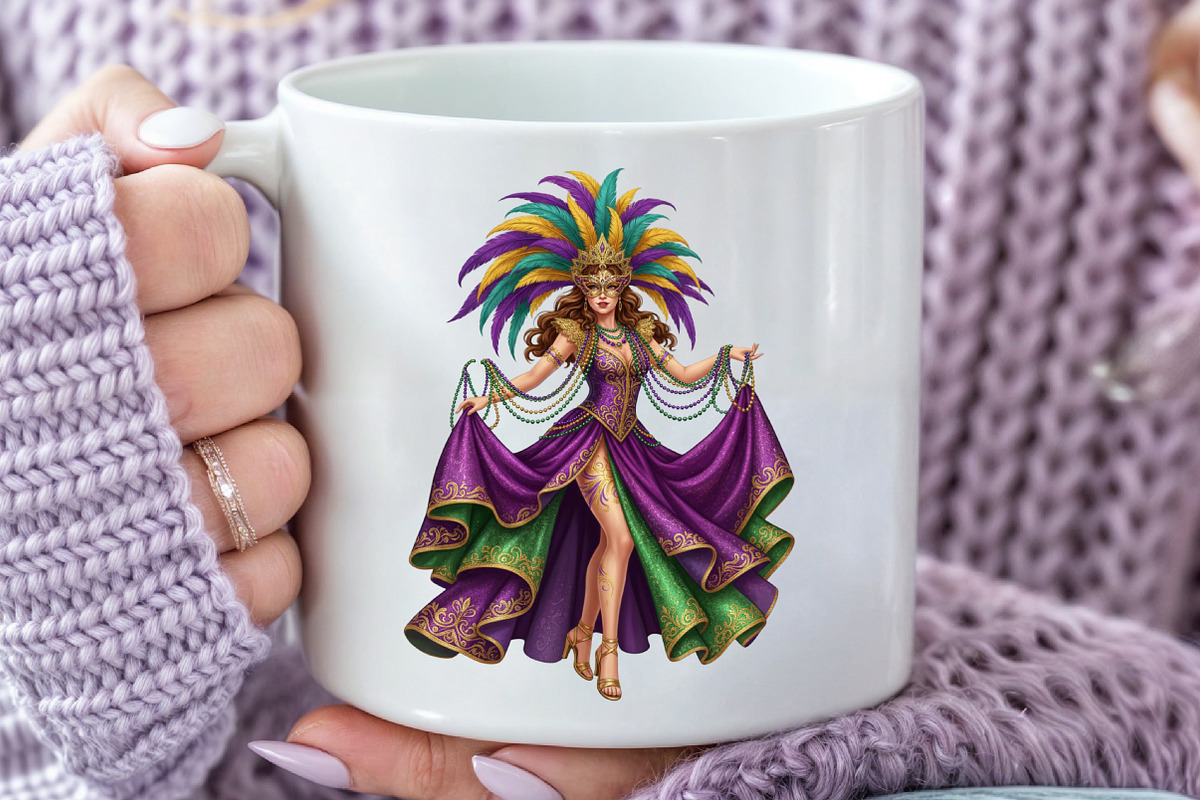 Mardi Gras Girl Sublimation PNG, an Illustration by Black Bird Studio (Photo 3 of 3)