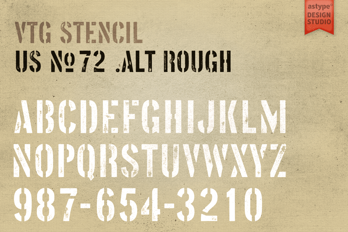 Vtg Stencil US No. 72 - Alt Rough, a Font by astype fonts (Photo 1 of 4)