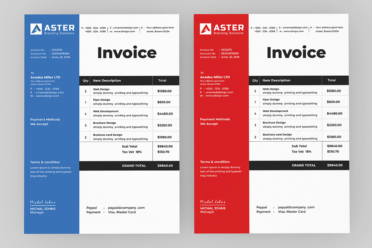 Corporate Invoice, a Stationery Template by UI_Expert