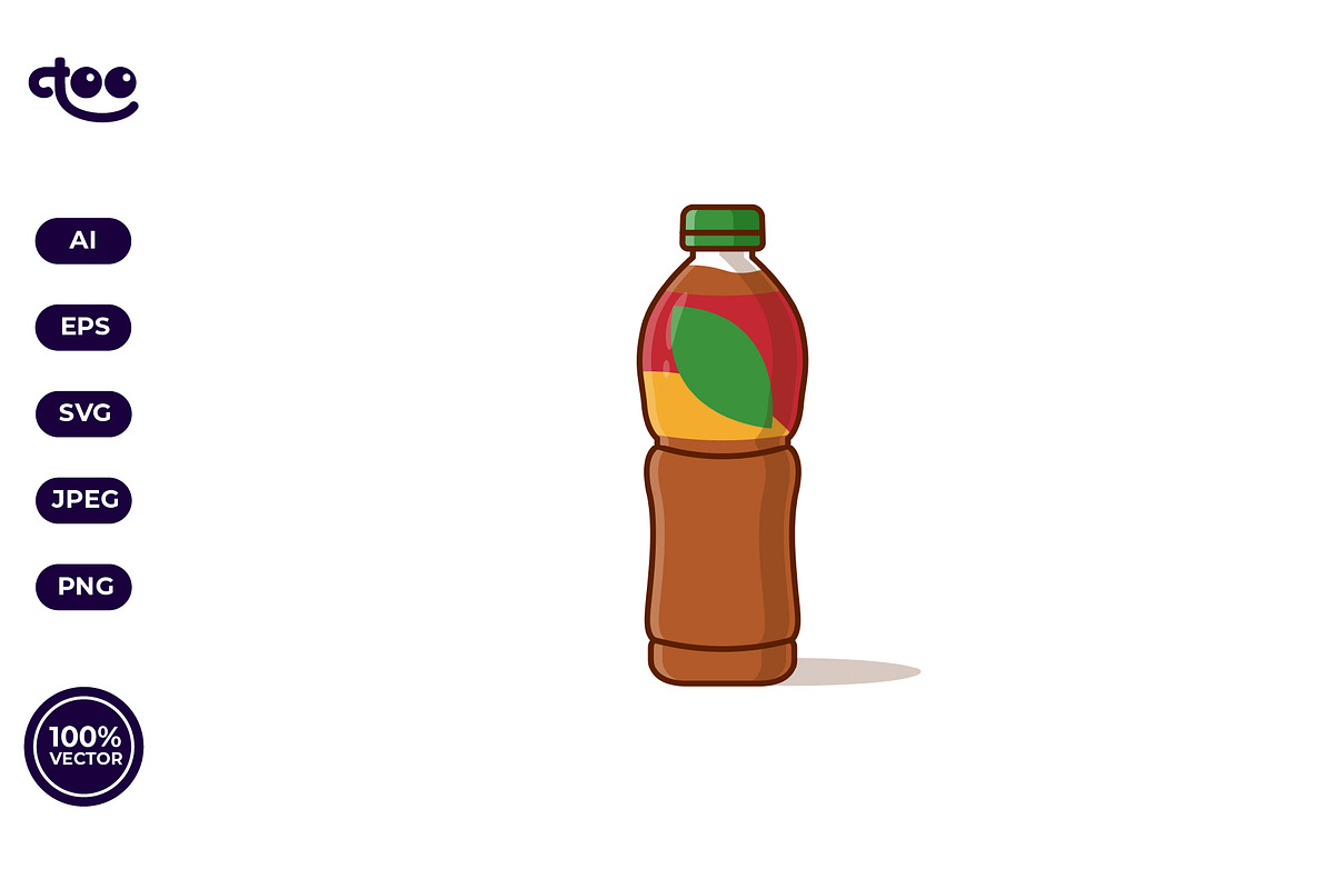 Simple Iced Tea Bottle cartoon, a Food Illustration by Satisfactoons (Photo 2 of 3)