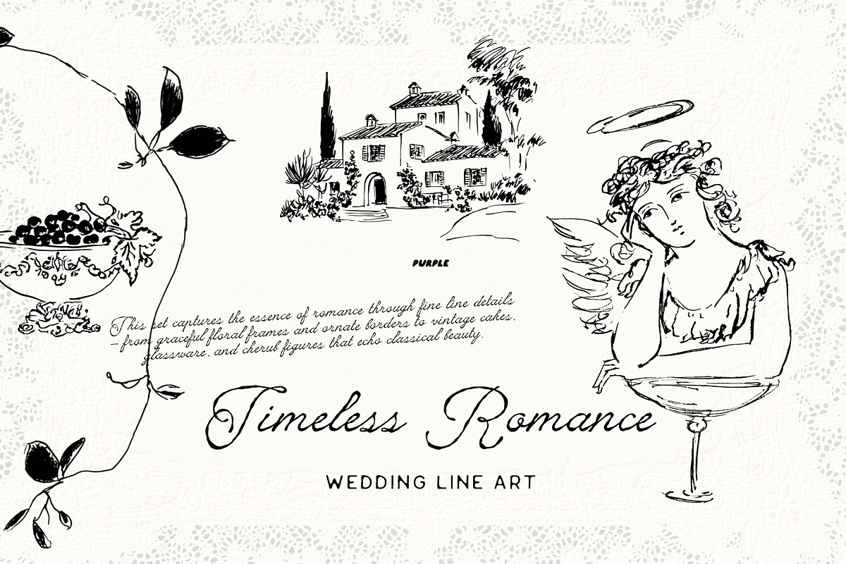 Timeless Romance: Wedding Line Art, a Decorative Illustration by Purple (Photo 3 of 13)