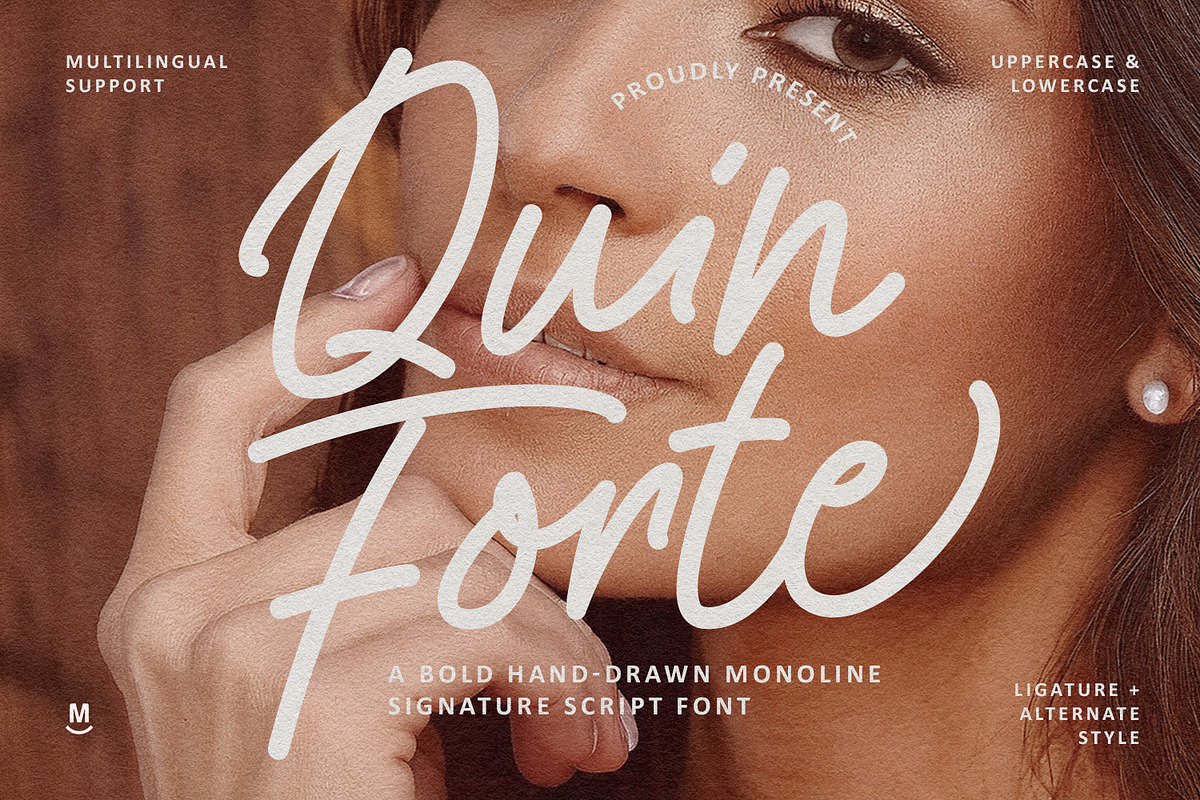 Quin Forte Hand Drawn Monoline Font, a Script Font by Maulana Creative (Photo 1 of 7)