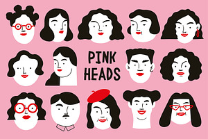 Pink Heads Patterns And Elements