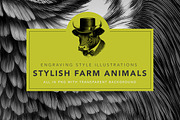 Stylish farm animals - illustrations, an Animal Illustration by Graxaim Mock-up (Thumbnail 1 of 4)