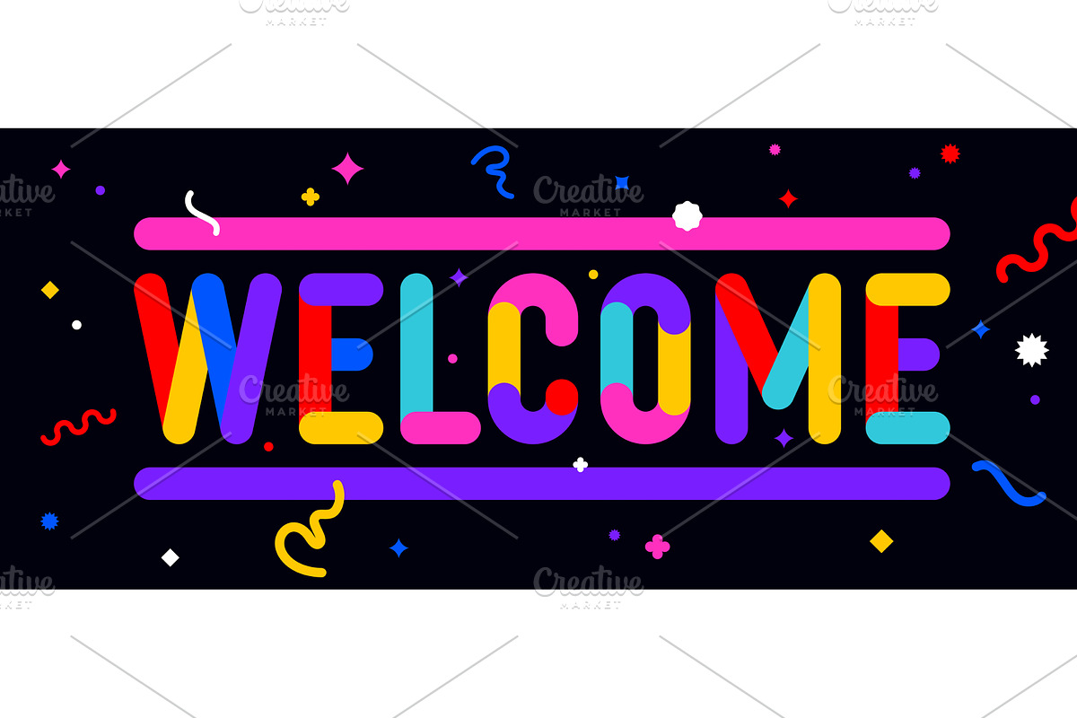 Welcome. Funny phrase, text, message, an Illustration by Foxys Graphic