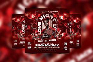 Valentines Flyer Red Romantic Event, a Flyer Template by StarPixles11