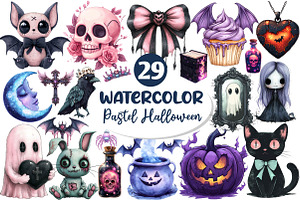 Pastel Gothic Halloween Clipart, an Illustration by Dream Creation