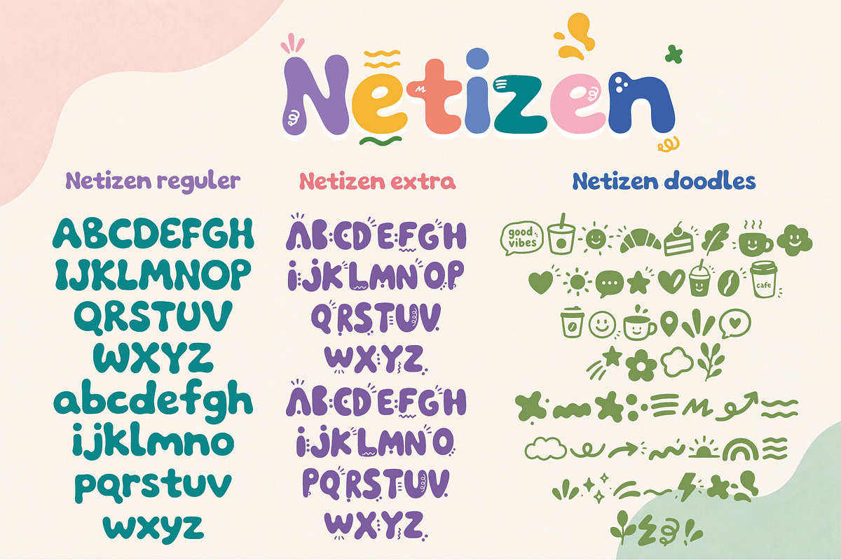 Netizen – Playful Bubble Font, a Handwritten Font by cocodesign (Photo 6 of 9)