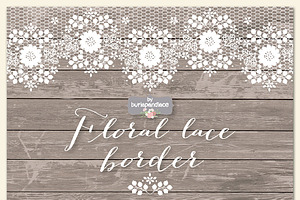 Floral lace border clipart/wood