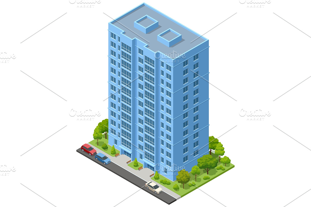 Isometric Blue High Rise Apartment, an Object Illustration by Golden Sikorka (Photo 2 of 3)