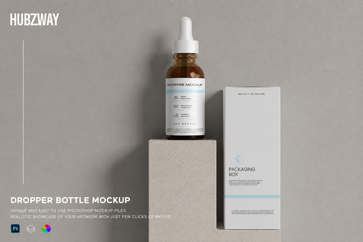 Dropper And Box Mockup, a Packaging Mockup by Hubzway (Photo 1 of 2)