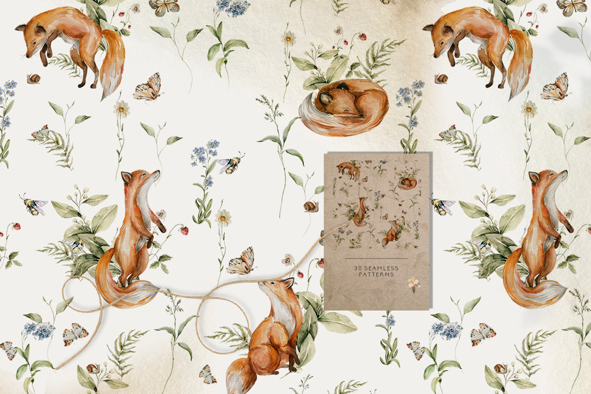 Woodland kids patterns Cute animals, an Animal Illustration by 60secondsArt (Photo 7 of 16)