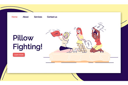 Pillow fighting landing page, a Landing Page Template by bsd studio