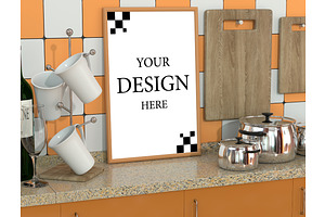 Orange Vintage Kitchen interior 