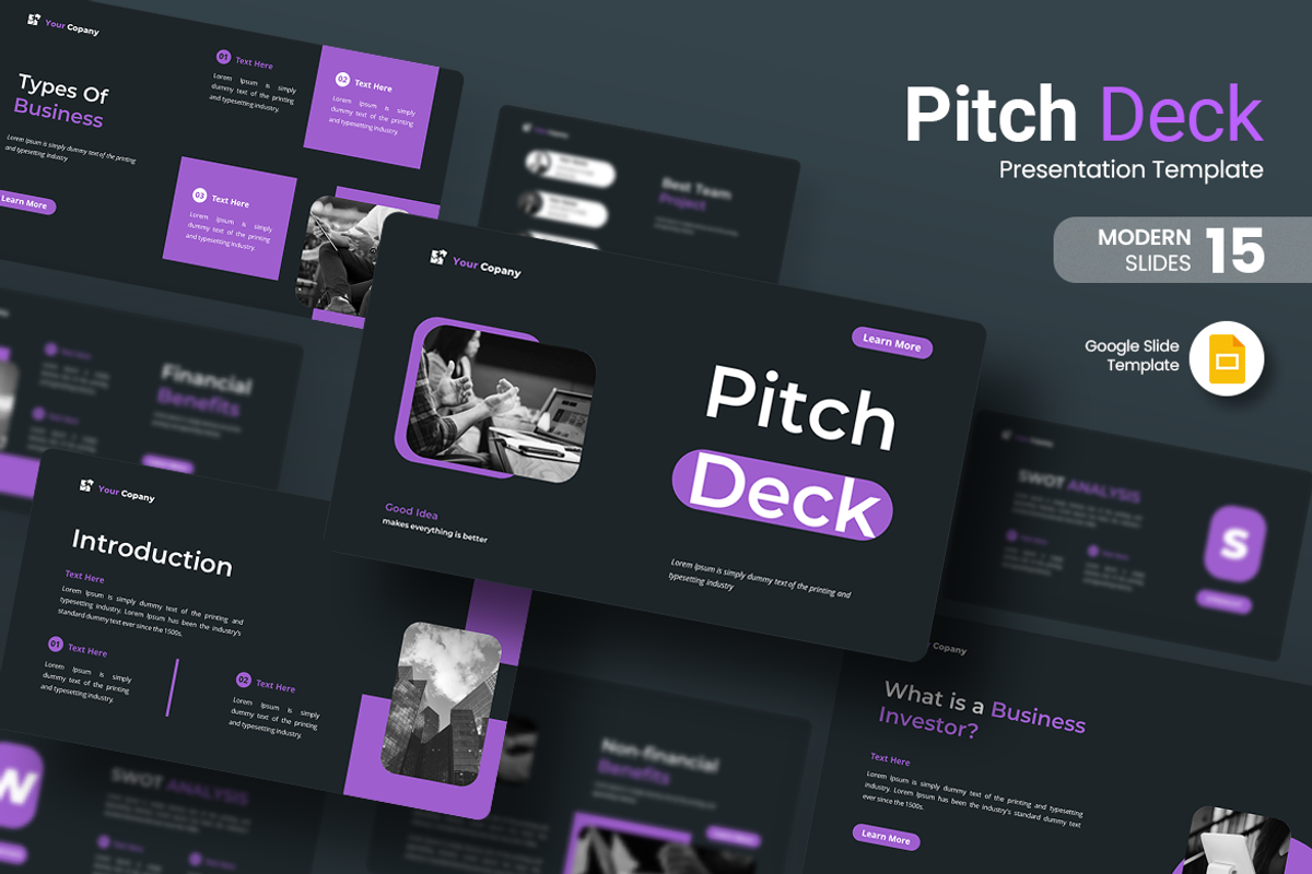 Pitch Deck - Google Slides Template, a Presentation Template by Iqsiart Studio (Photo 1 of 3)