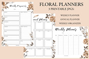 Floral Daily & Weekly Planner, a Templates & Theme by Anis Illustration (Thumbnail 1 of 4)