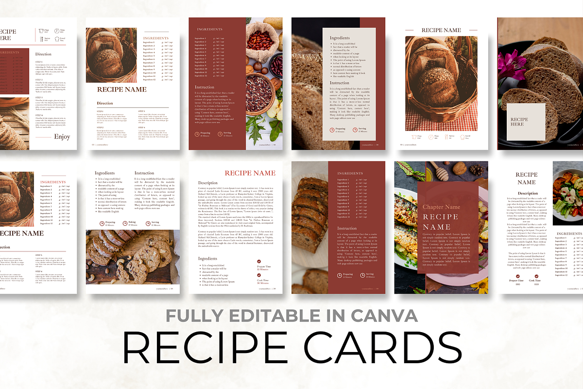 Aesthetic Cookbook Recipe Cards, a Presentation Template by Digital By Nikoleta (Photo 1 of 10)