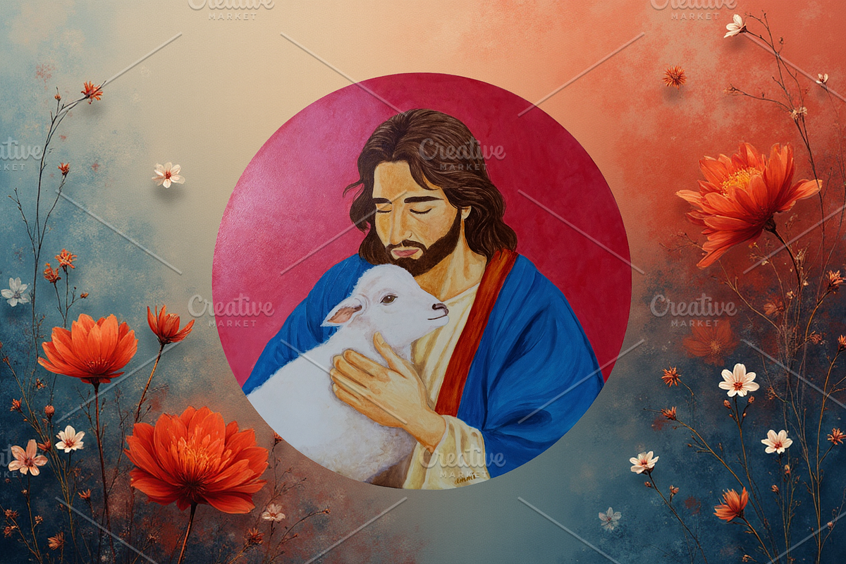 Jesus & Lamb | Acrylic Painting, an Illustration by AMMi (Photo 2 of 4)