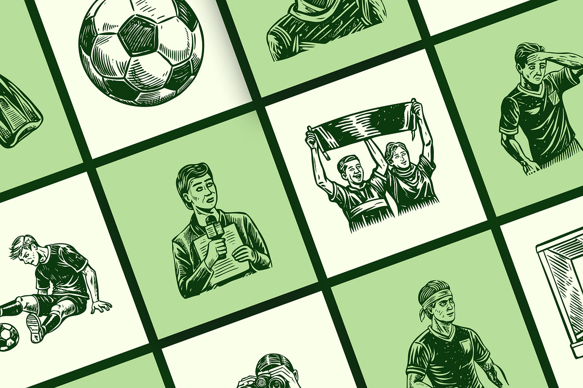 Vintage Soccer Illustration Set, a Sport Illustration by Prosymbols (Photo 6 of 10)