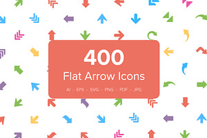 400 Flat Arrows Vector Icons