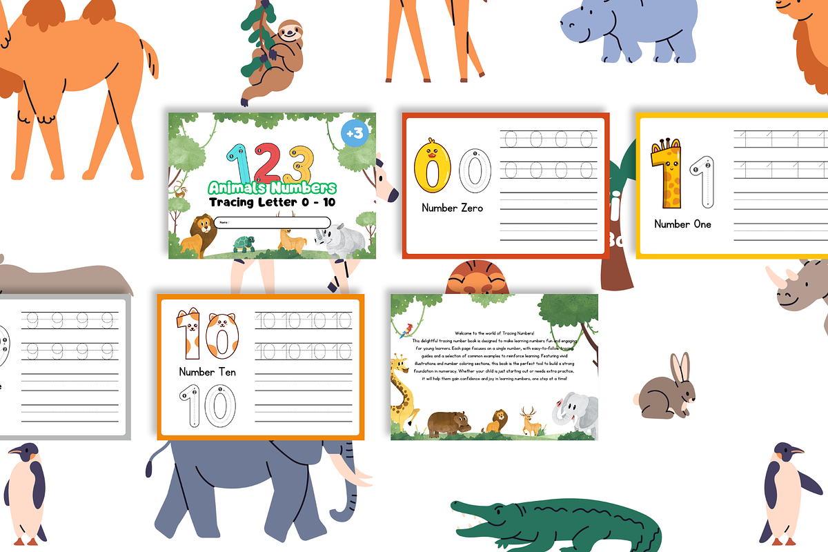 Ebook - Animals Tracing Numbers 0-10, a Stationery Template by Glücklich Studio (Photo 4 of 4)