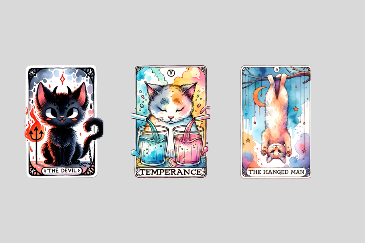 Watercolor Tarot Cat Clipart, an Animal Illustration by HoneyBunnyDigital (Photo 3 of 7)