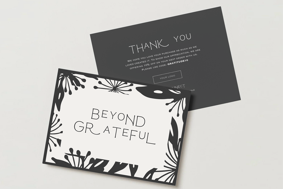 Floral Thank you Card Canva Template, a Card Template by LePosey Studio (Photo 4 of 6)