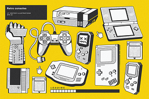 Retro Video Game Consoles Vector