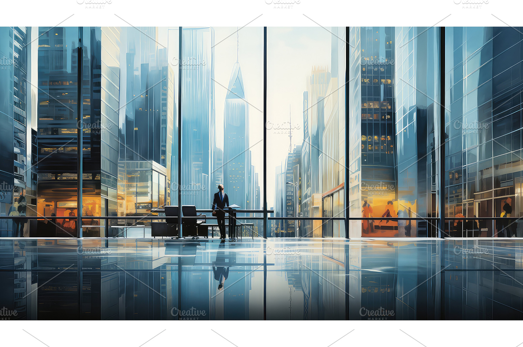 corporate office urban background ai, a Business Photo by pikepicture
