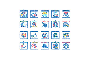 World Holidays Event set Icons hand, an Object Illustration by pikepicture