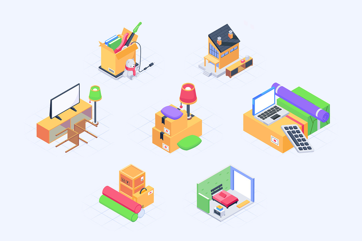 Moving Home Isometric Icons, an Emoji Icon by Vectors Market (Photo 6 of 10)