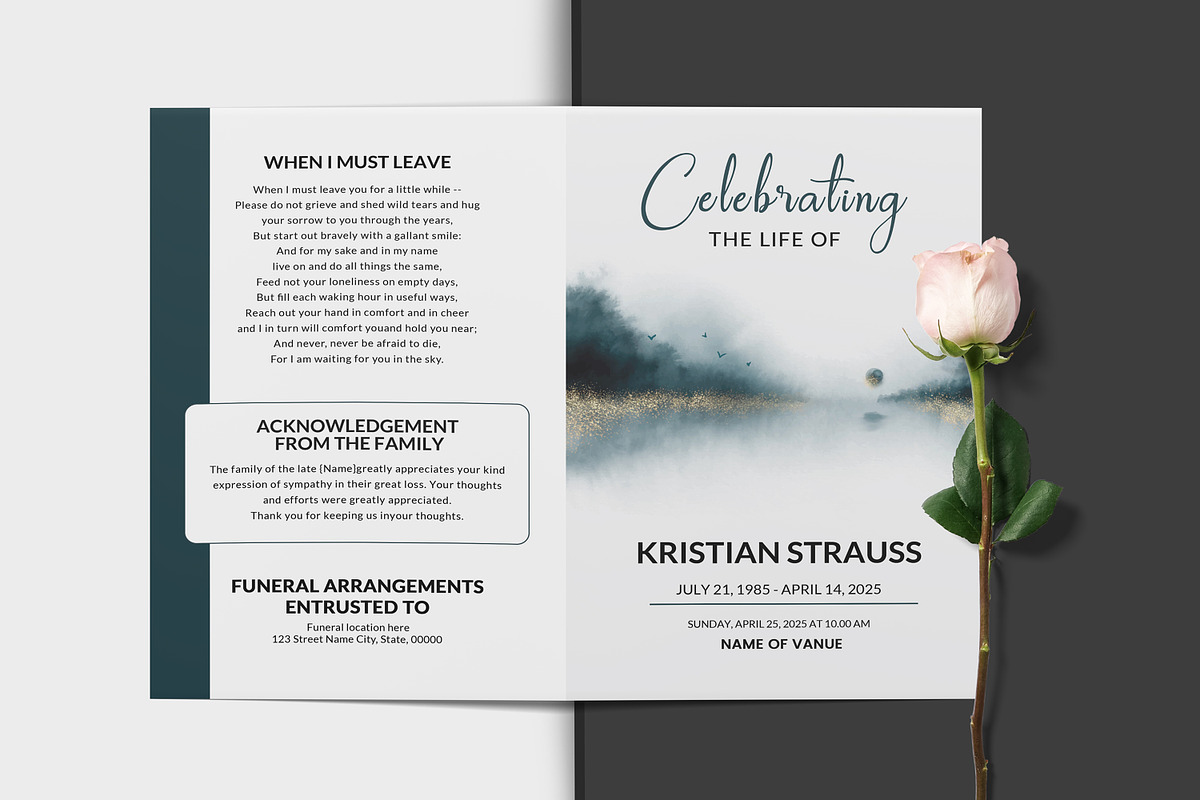 Funeral Program And Prayer Card, a Brochure Template by crazyOWL (Photo 2 of 8)