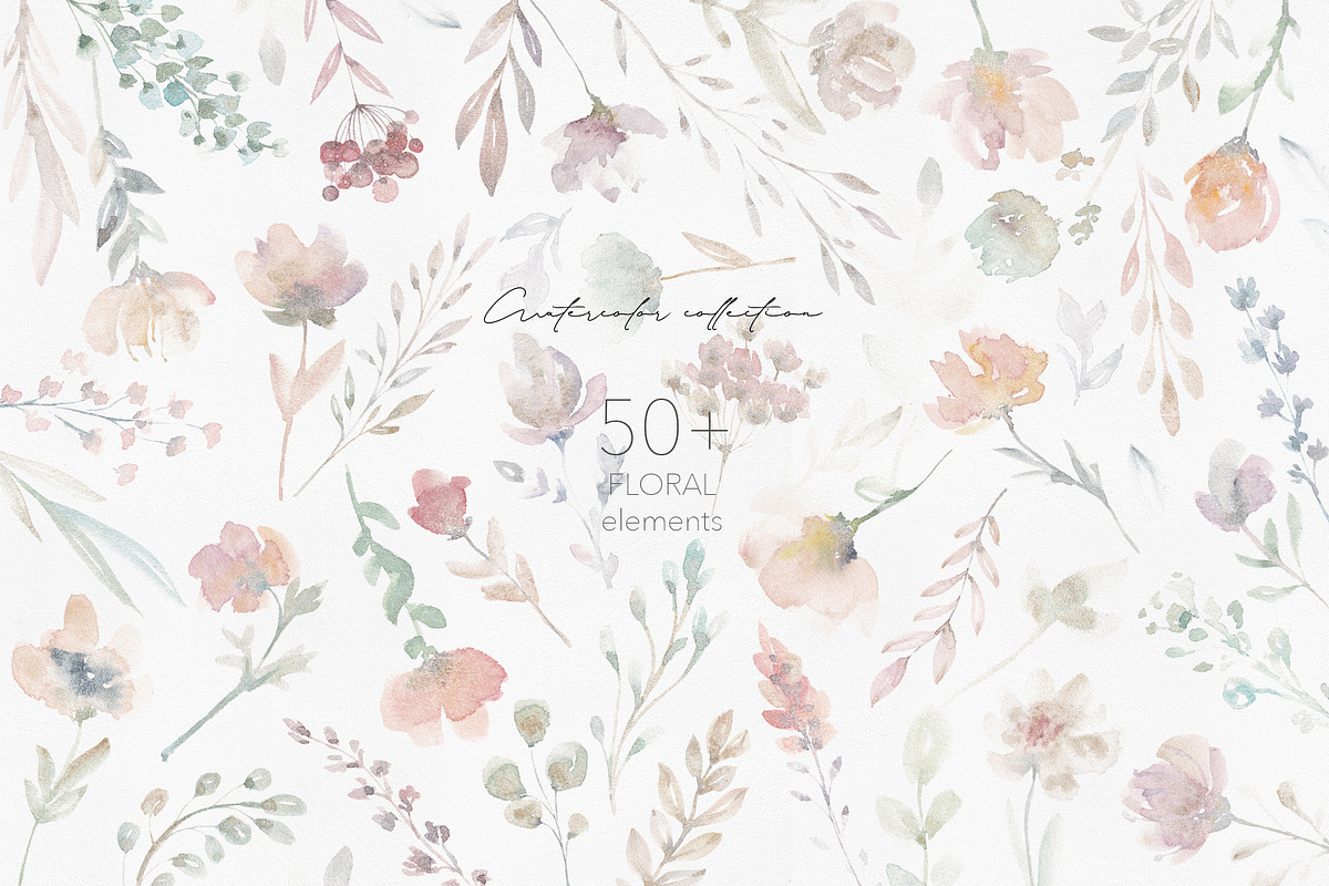 Watercolor Flower Pattern Collection, a Pattern Graphic by Alisa Fimen Design (Photo 9 of 11)