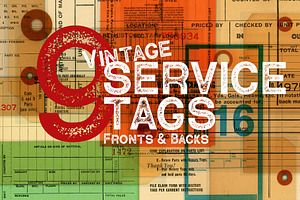 9 Vintage Service Tags Front & Back