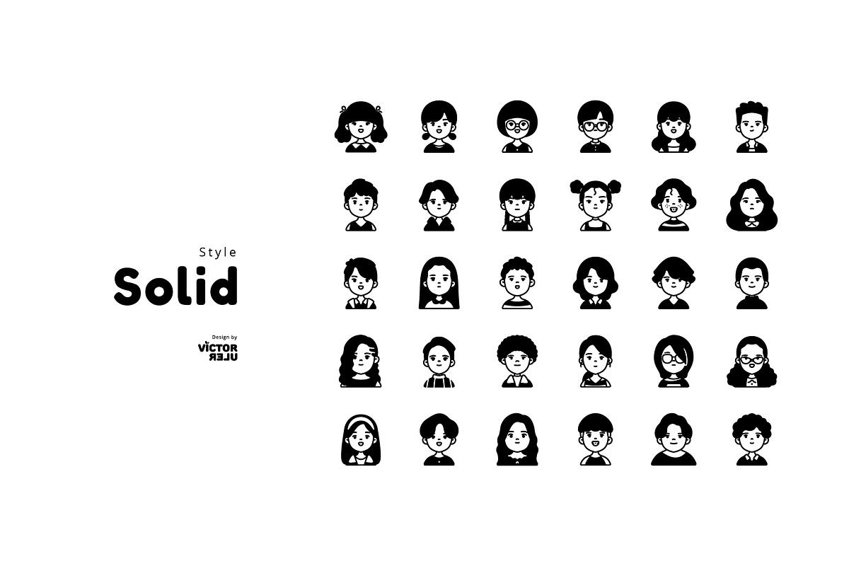 30 Children Avatar Design Icons, an Icon by Victoruler