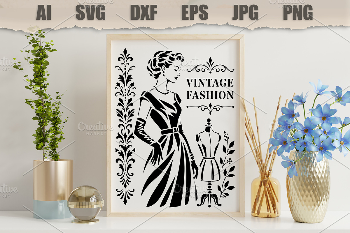 Stencil Vintage Fashion Woman Dress, a Person Illustration by MARYCRAFTIRIA (Photo 3 of 3)