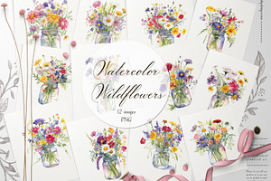 Wildflower in a Mason Jar PNG Images