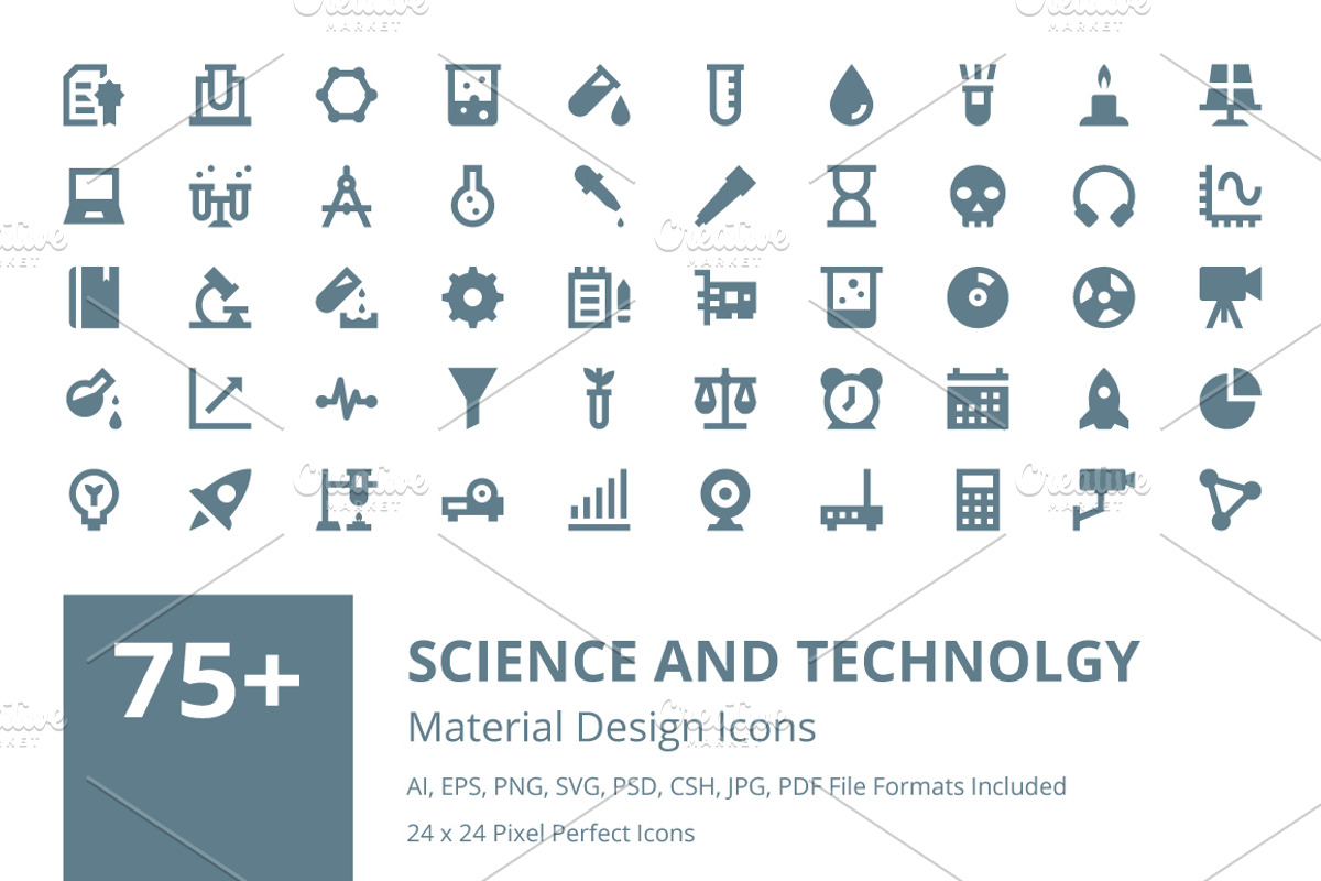 Science & Technology Material Icons, an Icon by Creative Stall