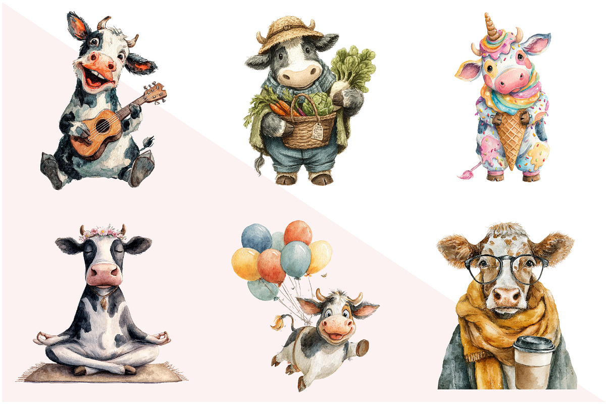 Quirky Cow Clipart, an Illustration by Design Market (Photo 2 of 3)