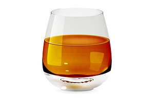 Tumbler glass with whiskey realistic