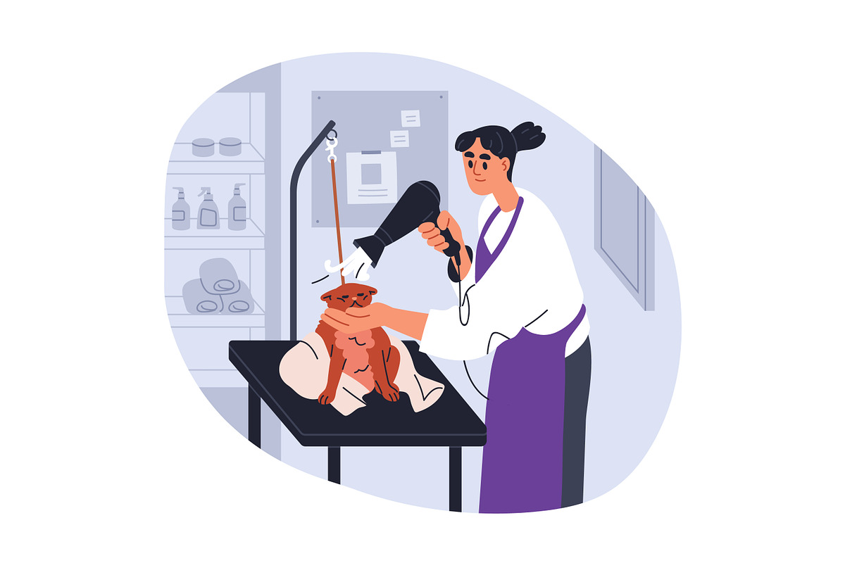 Dogs, cats in pet grooming salon set, an Animal Illustration by Good Studio (Photo 5 of 11)