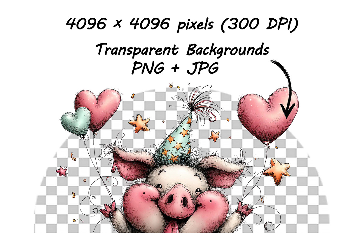 Funny Birthday Pig Clipart Cartoon, a Graphic by one-touch (Photo 8 of 15)